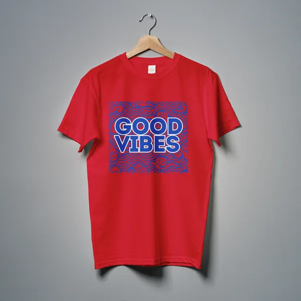 Red_Good_Vibes_Classic_Fit_Tshirt_For_Men_With_200_GSM_Biowashed_Cotton_Single_Jersey_Fabric