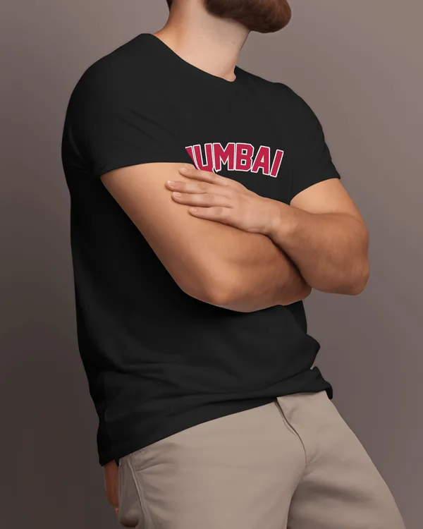 Mumbai_Varsity_Classic_Fit_Black_Tshirt_With_200_GSM_Biowashed_Cotton_Single_Jersey_Fabric