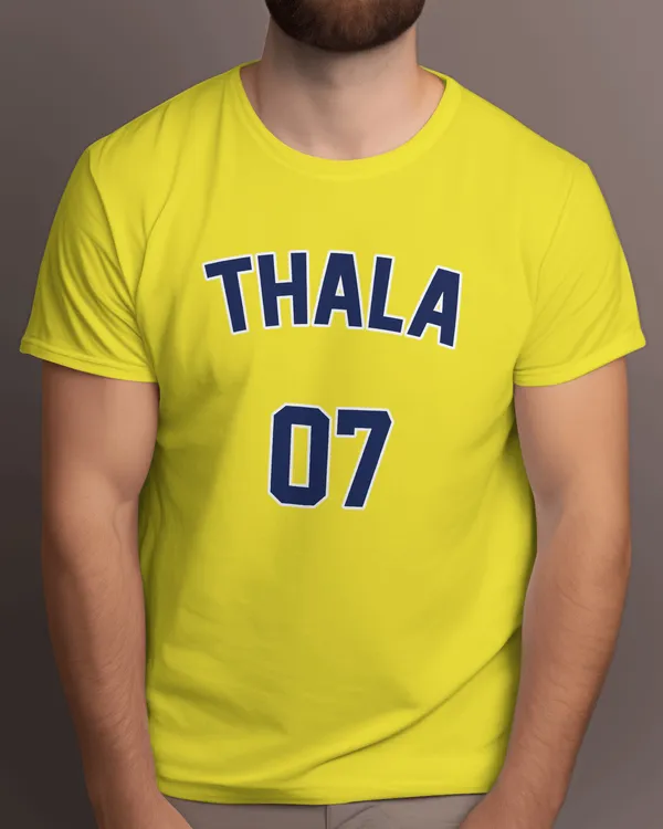 Thala_Dhoni_Varsity_Classic_Fit_Yellow_Tshirt_With_200_GSM_Biowashed_Cotton_Single_Jersey_Fabric