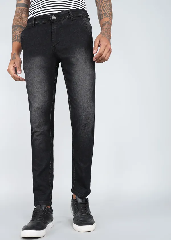 Black_Tapered_Fit_Washed_Jeans_For_Men_With_Cotton_And_Viscose_Blend_Fabric