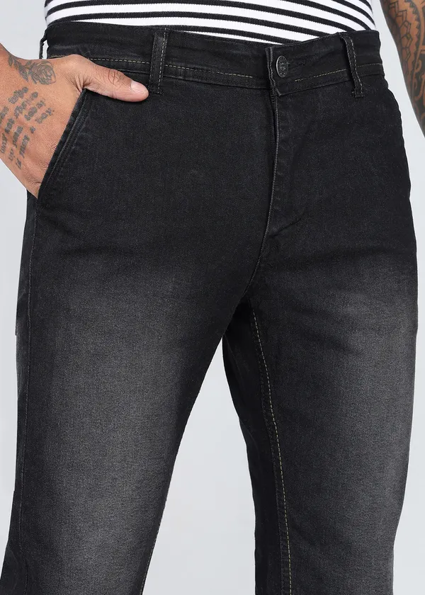 Black_Tapered_Fit_Washed_Jeans_For_Men_With_Cotton_And_Viscose_Blend_Fabric