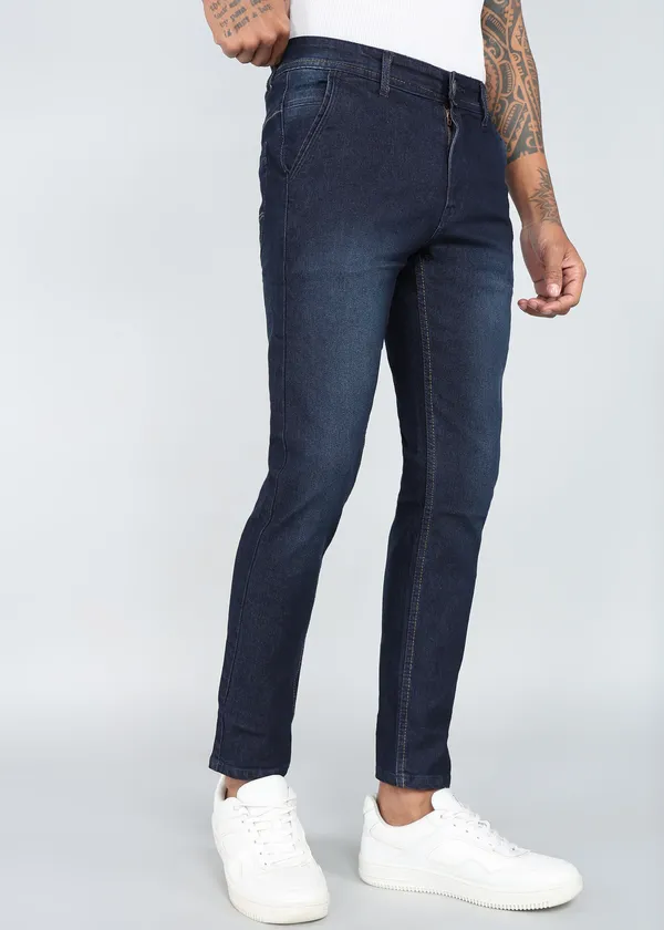 Dark_Denim_Tapered_Fit_Washed_Jeans_For_Men_With_Cotton_And_Viscose_Blend_Fabric