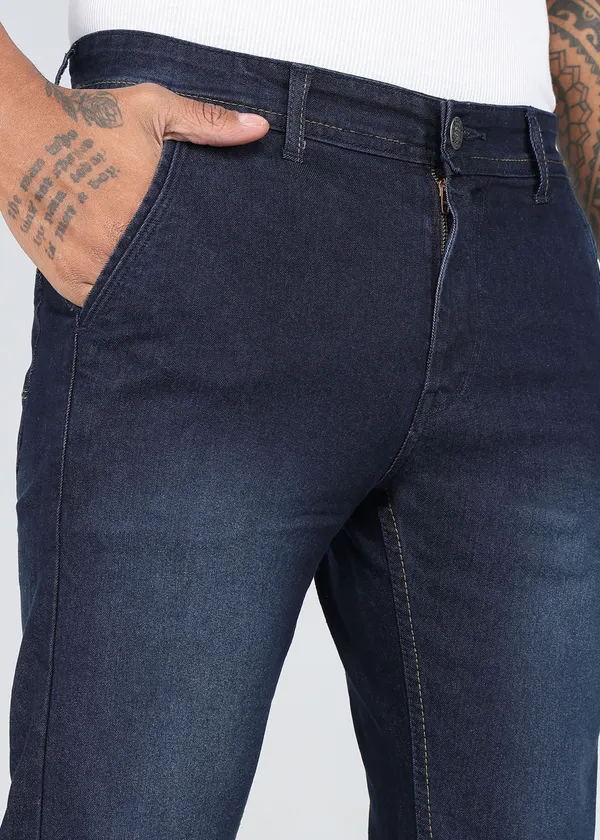 Dark_Denim_Tapered_Fit_Washed_Jeans_For_Men_With_Cotton_And_Viscose_Blend_Fabric
