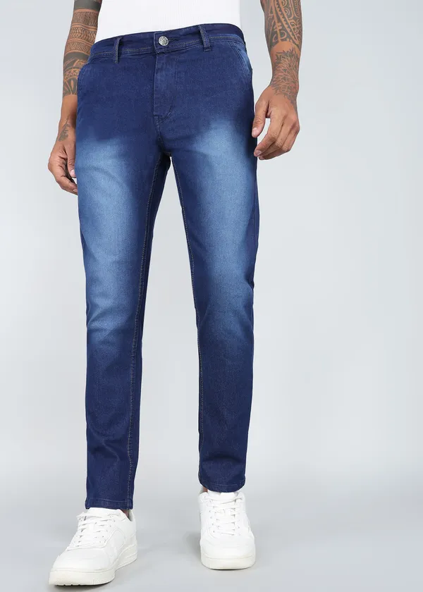 Royal_Blue_Tapered_Fit_Washed_Jeans_For_Men_With_Cotton_And_Viscose_Blend_Fabric