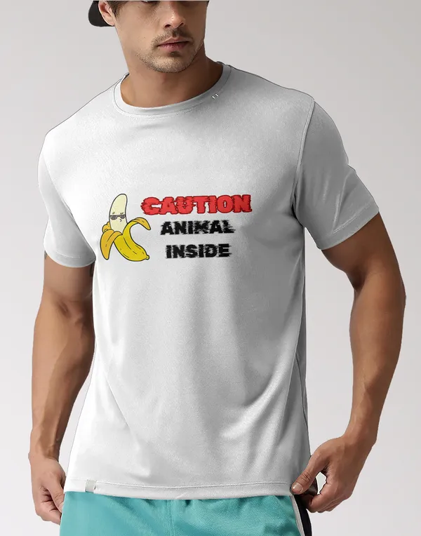 White_Animal_Classic_Fit_Tshirt_For_Men_With_200_GSM_Biowashed_Cotton_Single_Jersey_Fabric