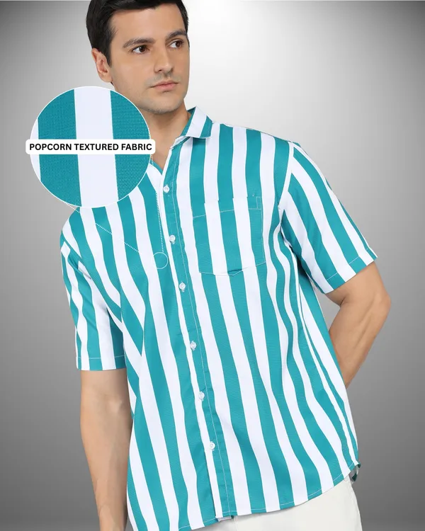 Mens_Popcorn_Textured_Striped_Green_Shirt