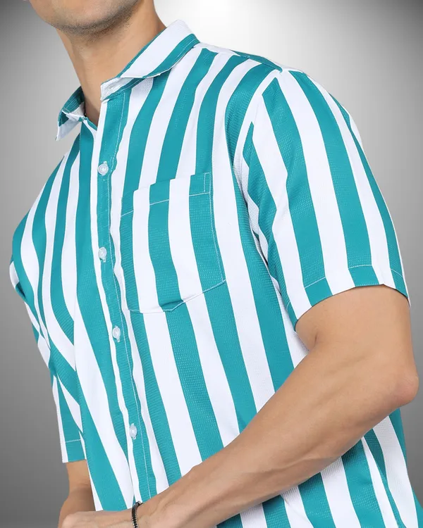 Mens_Popcorn_Textured_Striped_Green_Shirt