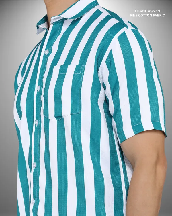 Mens_Popcorn_Textured_Striped_Green_Shirt