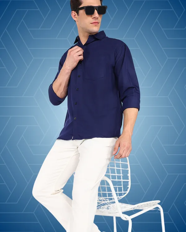 Navy_Blue_Solid_Casual_Cotton_Blend_Shirt_For_Men
