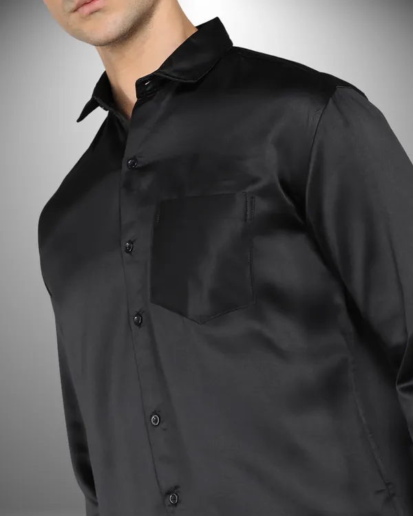 Mens_Satin_Fabric_Solid_Black_Shirt