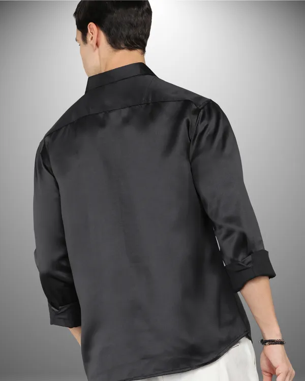 Mens_Satin_Fabric_Solid_Black_Shirt