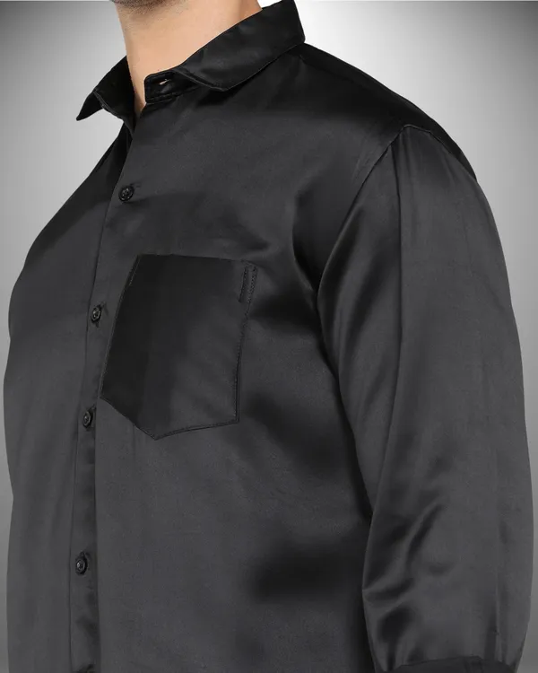 Mens_Satin_Fabric_Solid_Black_Shirt