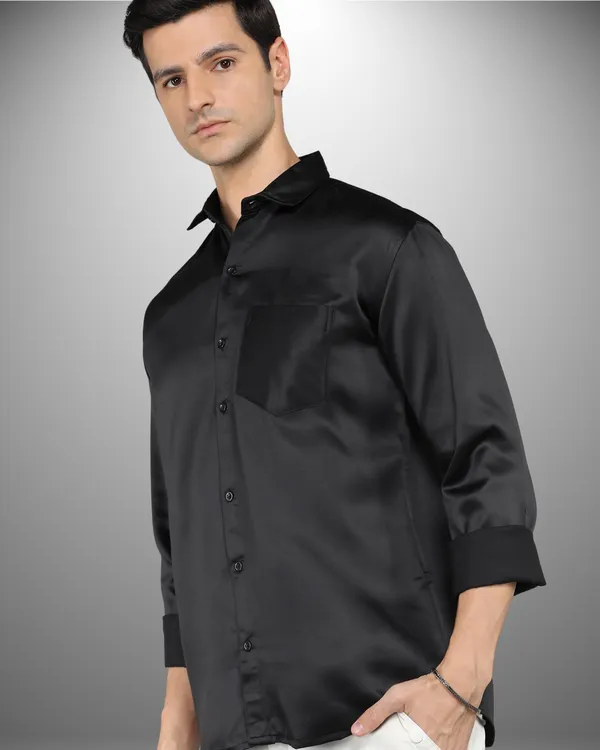 Mens_Satin_Fabric_Solid_Black_Shirt