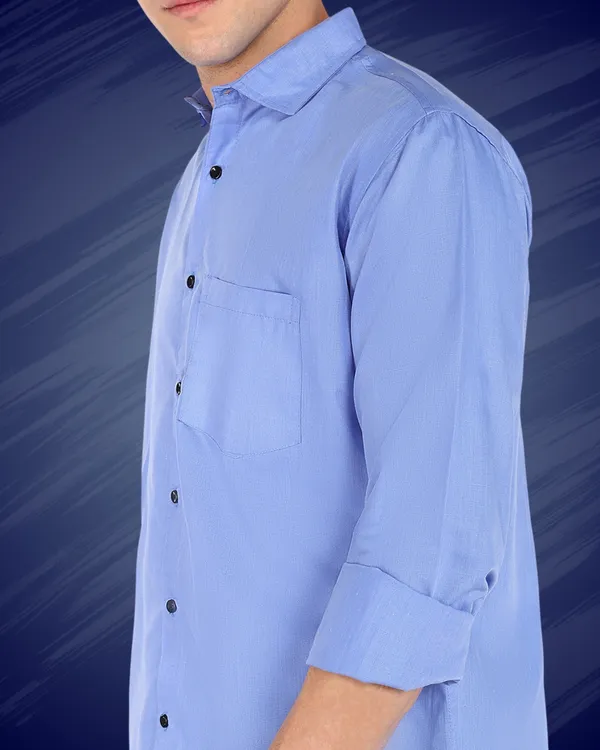 Light_Blue_Solid_Casual_Cotton_Blend_Shirt_For_Men