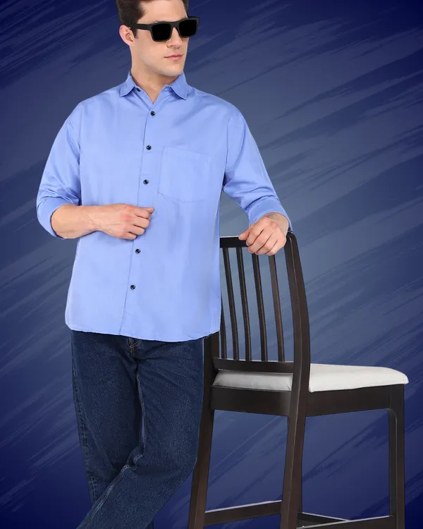 Light_Blue_Solid_Casual_Cotton_Blend_Shirt_For_Men