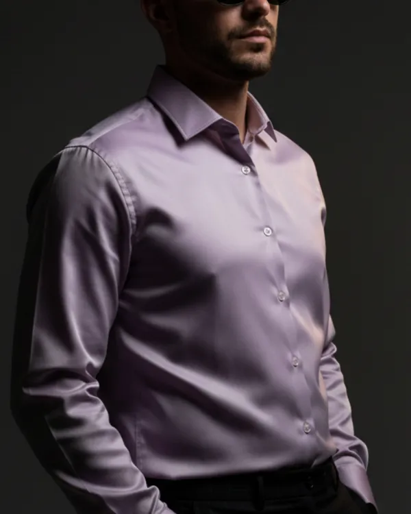 Mens_Satin_Fabric_Solid_Lilac_Shirt