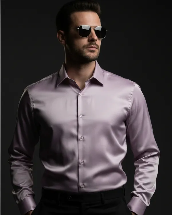 Mens_Satin_Fabric_Solid_Lilac_Shirt