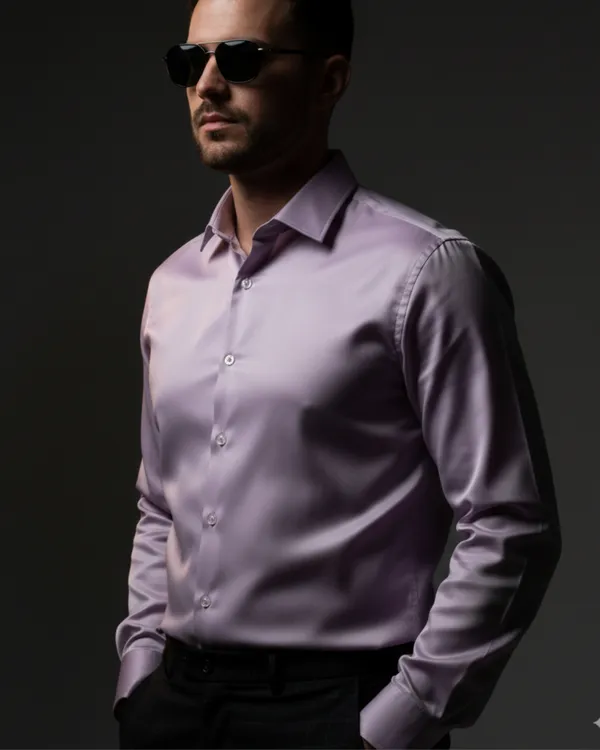 Mens_Satin_Fabric_Solid_Lilac_Shirt
