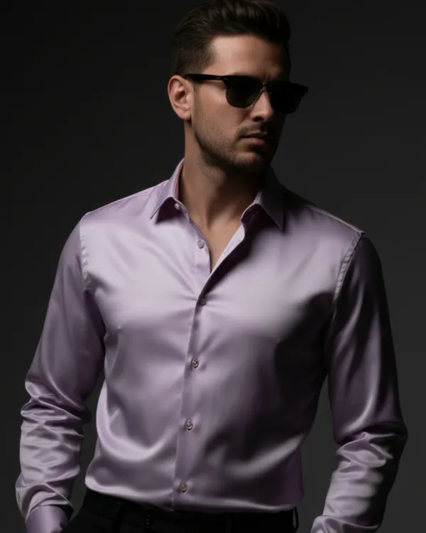 Mens_Satin_Fabric_Solid_Lilac_Shirt