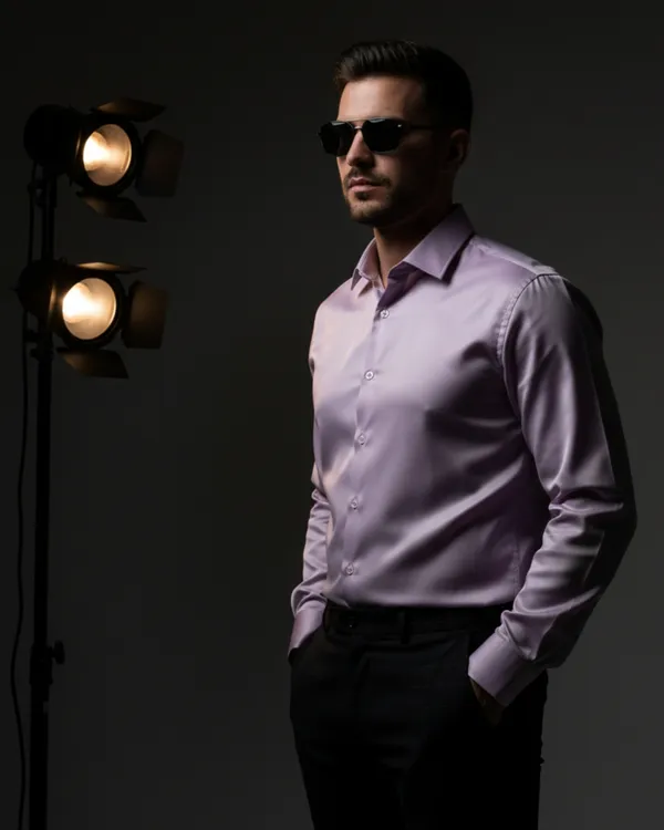 Mens_Satin_Fabric_Solid_Lilac_Shirt