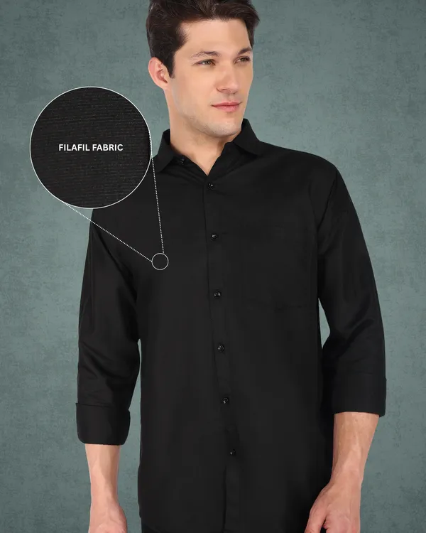 Black_Solid_Casual_Cotton_Blend_Shirt_For_Men