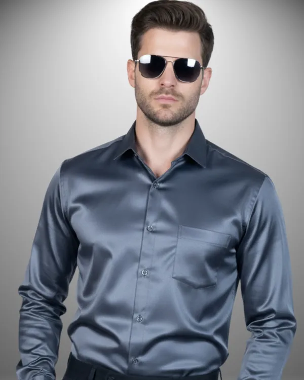 Mens_Satin_Fabric_Solid_Grey_Shirt
