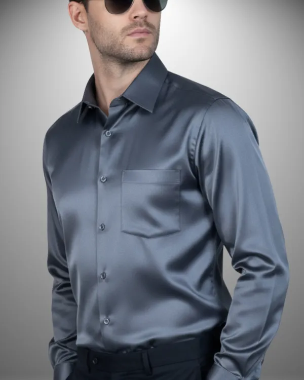 Mens_Satin_Fabric_Solid_Grey_Shirt