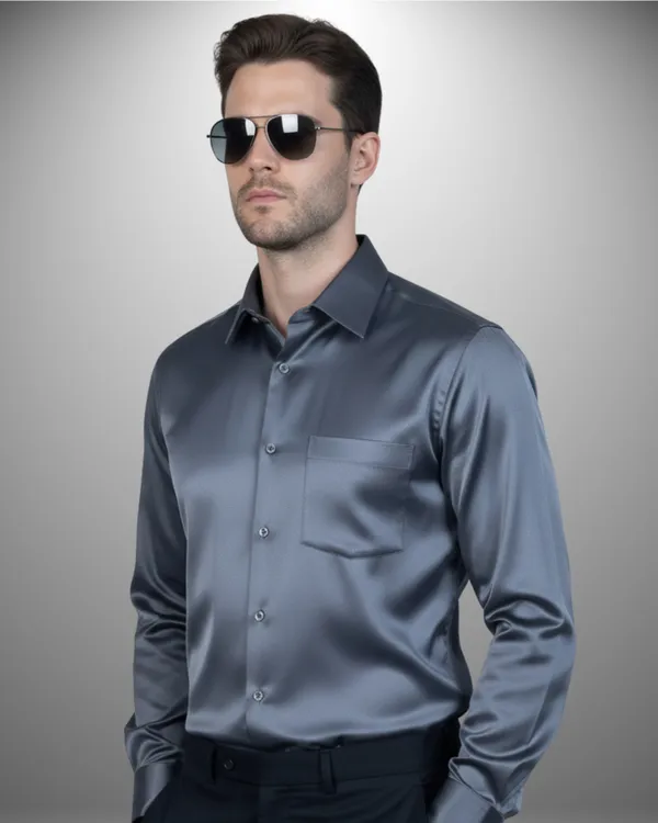 Mens_Satin_Fabric_Solid_Grey_Shirt