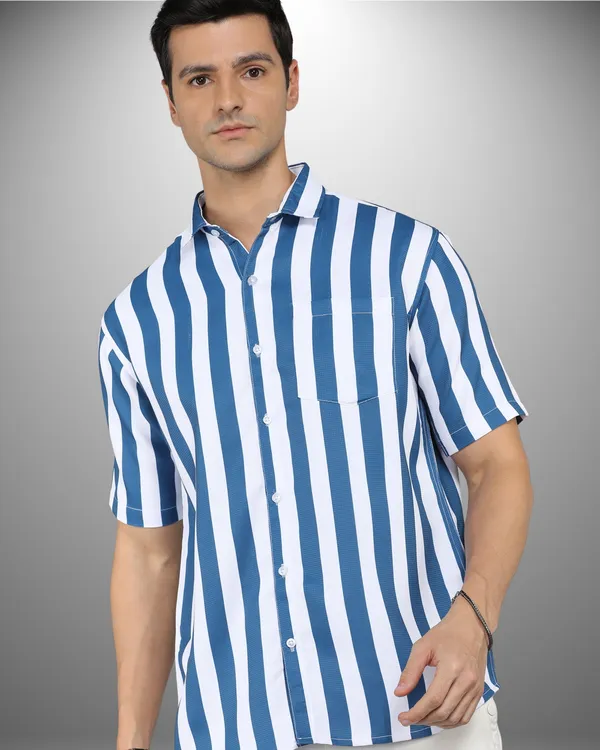 Mens_Popcorn_Textured_Striped_Blue_Shirt