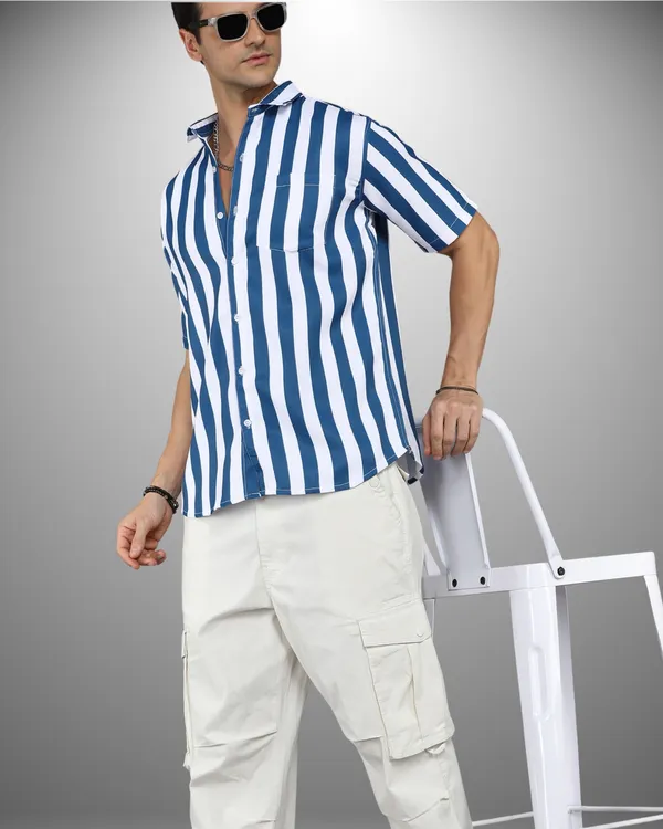 Mens_Popcorn_Textured_Striped_Blue_Shirt