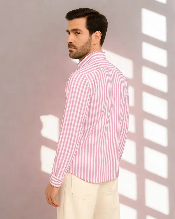 Mens_Striped_Casual_Pink__Shirt_Made_With_Premium_Oxford_Cotton_Fabric