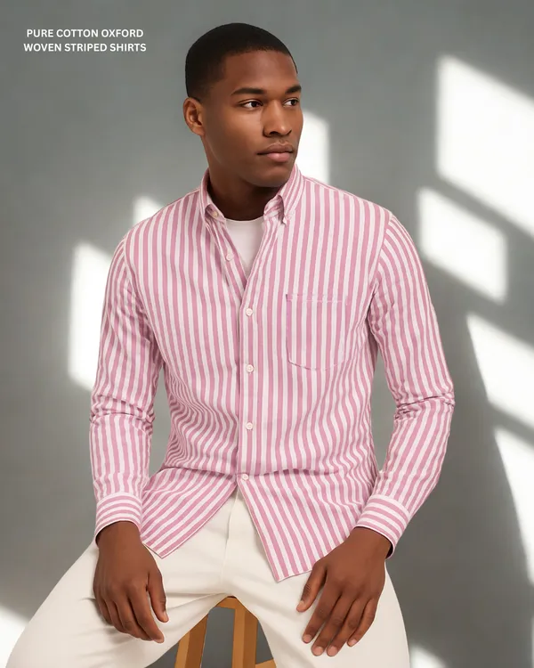 Mens_Striped_Casual_Pink__Shirt_Made_With_Premium_Oxford_Cotton_Fabric