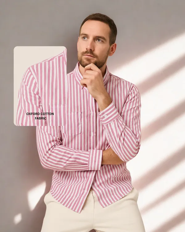 Mens_Striped_Casual_Pink__Shirt_Made_With_Premium_Oxford_Cotton_Fabric