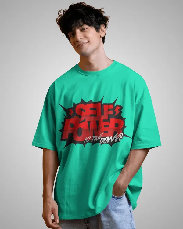 Mens_Self_Power_Oversized_Fit_Mint_Green_Tshirt_Made_With_Premium_Biowashed_240_GSM_Loopknit_Cotton_Fabric