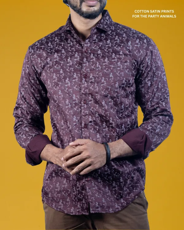 Mens__Regular_Fit_Maroon_Shirt_Made_With_Premium_Satin_Printed_Cotton_Fabric