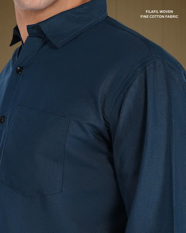 Teal_Solid_Casual_Cotton_Blend_Shirt_For_Men
