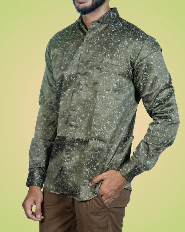 Mens__Regular_Fit_Green_Shirt_Made_With_Premium_Satin_Printed_Cotton_Fabric