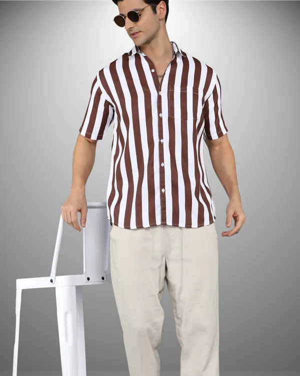 Mens_Popcorn_Textured_Striped_Brown_Shirt