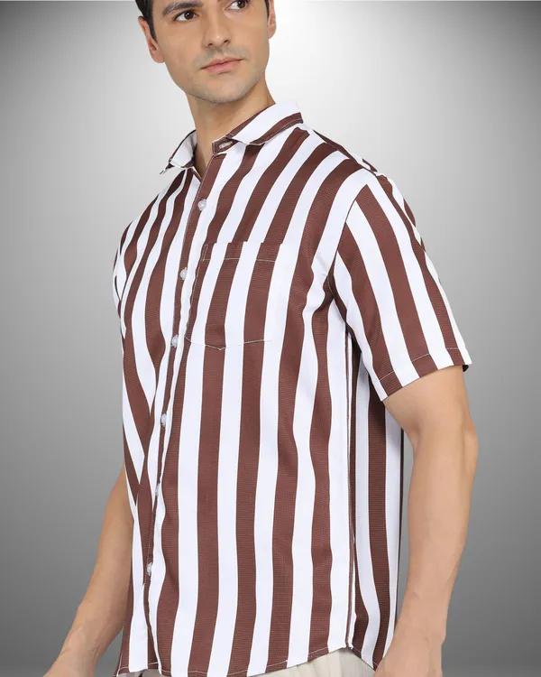 Mens_Popcorn_Textured_Striped_Brown_Shirt