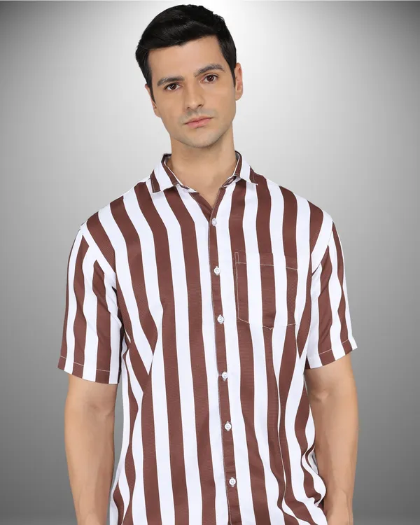 Mens_Popcorn_Textured_Striped_Brown_Shirt