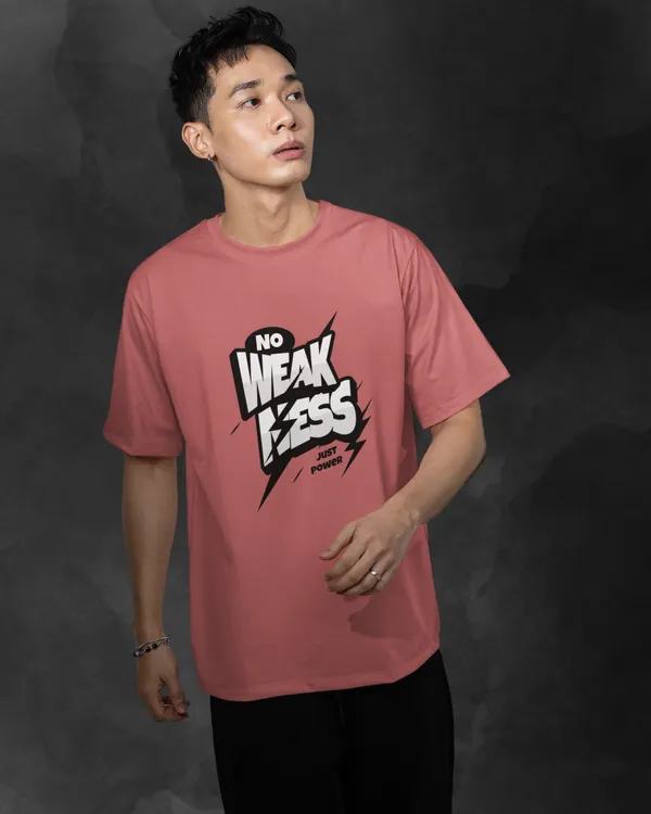 Mens_No_Weakness_Oversized_Korean_Fit_Plum_Tshirt_Made_With_Premium_Biowashed_240_GSM_Loopknit_Cotton_Fabric