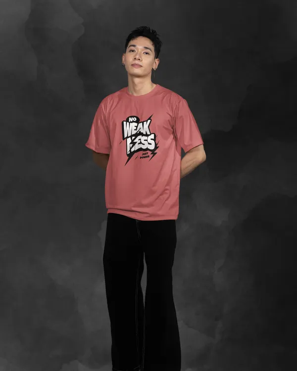 Mens_No_Weakness_Oversized_Korean_Fit_Plum_Tshirt_Made_With_Premium_Biowashed_240_GSM_Loopknit_Cotton_Fabric