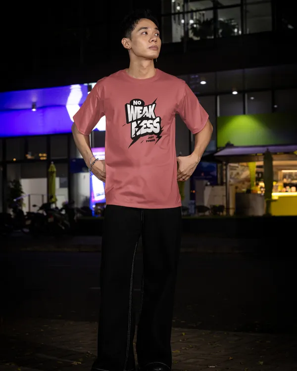 Mens_No_Weakness_Oversized_Korean_Fit_Plum_Tshirt_Made_With_Premium_Biowashed_240_GSM_Loopknit_Cotton_Fabric