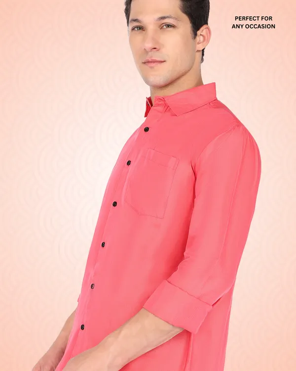 Pink_Solid_Casual_Cotton_Blend_Shirt_For_Men