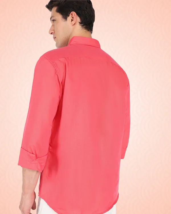 Pink_Solid_Casual_Cotton_Blend_Shirt_For_Men
