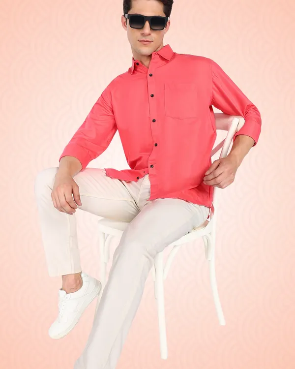 Pink_Solid_Casual_Cotton_Blend_Shirt_For_Men