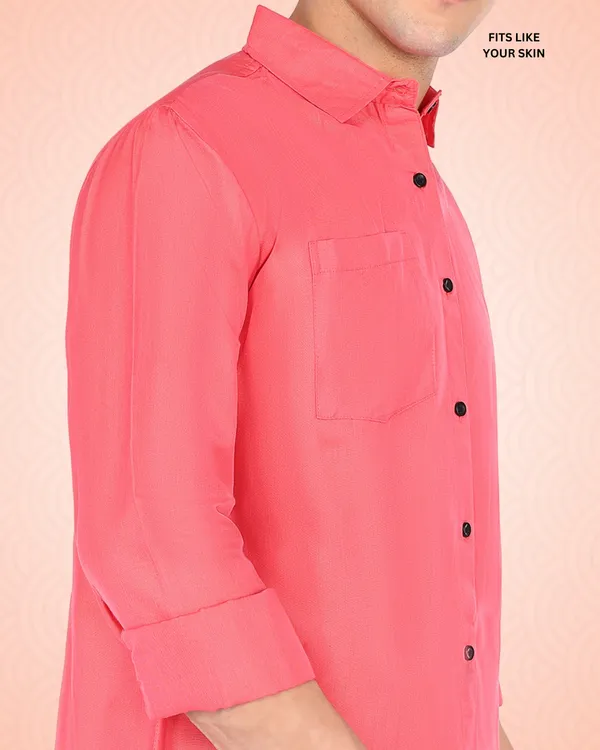 Pink_Solid_Casual_Cotton_Blend_Shirt_For_Men