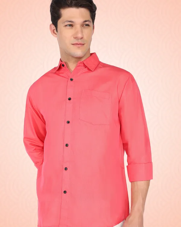 Pink_Solid_Casual_Cotton_Blend_Shirt_For_Men