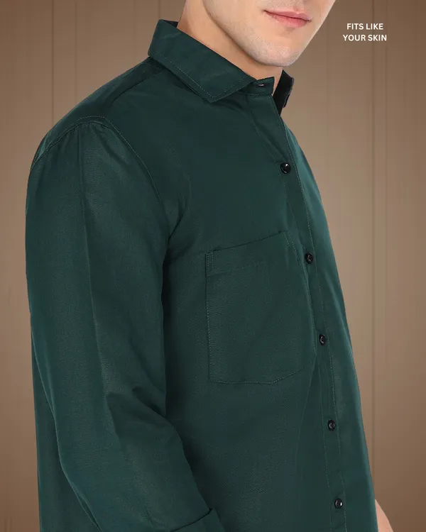 Bottle_Green_Solid_Casual_Cotton_Blend_Shirt_For_Men