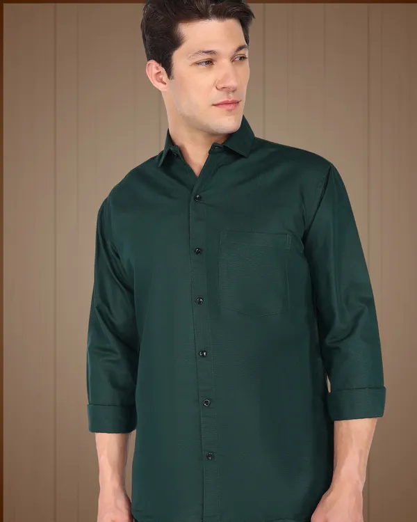 Bottle_Green_Solid_Casual_Cotton_Blend_Shirt_For_Men